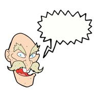 cartoon evil old man face with thought bubble N8