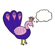cartoon peacock with thought bubble N10