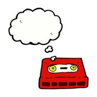 cartoon cassette tape with thought bubble N3