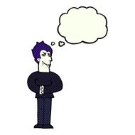 cartoon vampire with thought bubble N117
