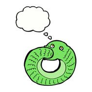 cartoon snake eating own tail with thought bubble N6