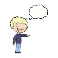 cartoon happy boy laughing with thought bubble N27