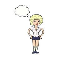 cartoon woman with hands on hips thought bubble N206
