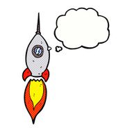 cartoon spaceship with thought bubble N30