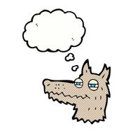 cartoon smug wolf face with thought bubble N5