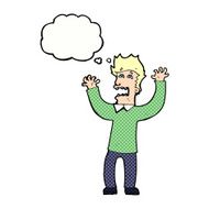cartoon terrified man with thought bubble N211