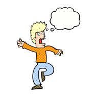cartoon frightened man with thought bubble N81