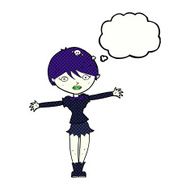 cartoon vampire girl with thought bubble N209