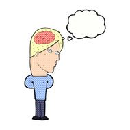 cartoon man with big brain thought bubble N10