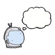 cartoon astronaut helmet with thought bubble N28