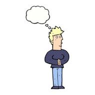 cartoon nervous man with thought bubble N130