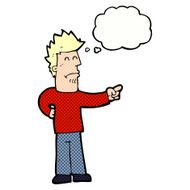 cartoon man pointing with thought bubble N180