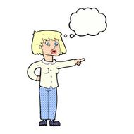 cartoon woman pointing with thought bubble N201