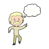 cartoon man with mustache pointing thought bubble N30