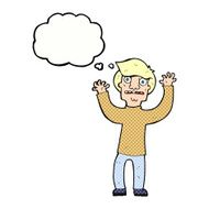 cartoon terrified man with thought bubble N212