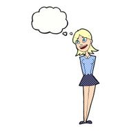 cartoon happy woman with thought bubble N241