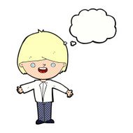 cartoon happy boy with open arms thought bubble N19