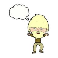 cartoon happy man with beard thought bubble N40