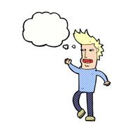 cartoon loudmouth man with thought bubble N10