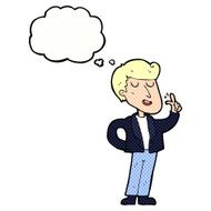 cartoon cool guy snapping fingers with thought bubble N10