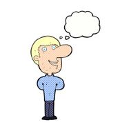 cartoon happy man with thought bubble N434