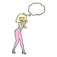 cartoon surprised woman with thought bubble N233