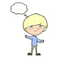 cartoon happy boy with thought bubble N216