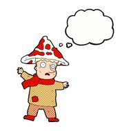 cartoon magical mushroom man with thought bubble N6