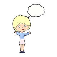 cartoon worried woman with thought bubble N74