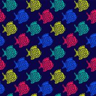 vector seamless pattern with Colorful Cute fishes