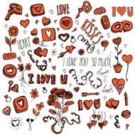 Red and black doodles for Valentine&#039;s day