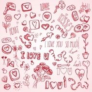 Pink doodles for Valentine&#039;s day