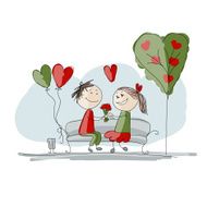 Couple in love kissing valentine sketch for your design