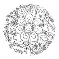 Girls with Flower Doodle Vector