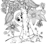 Girl Hide The Tree with Flower N2