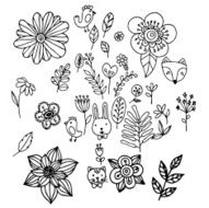 Animal and Nature Doodle Vector