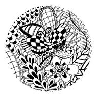 Butterfly with Flower Doodle Vector