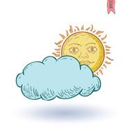 Sun icon hand drawn vector illustration