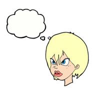Cartoon Annoyed Woman With Thought Bubble N173