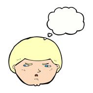 cartoon annoyed man with thought bubble N75