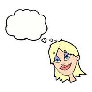 cartoon happy woman with thought bubble N242