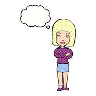 cartoon woman with crossed arms thought bubble N43