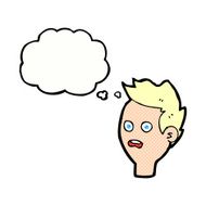 cartoon shocked man with thought bubble N102