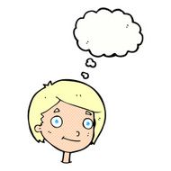 cartoon happy boy with thought bubble N217
