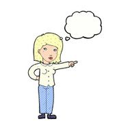cartoon woman pointing with thought bubble N202