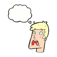 cartoon shocked man with thought bubble N103
