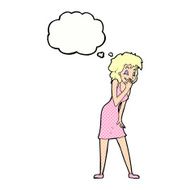 cartoon woman laughing with thought bubble N9