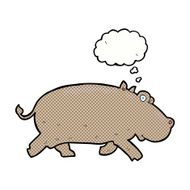 cartoon hippopotamus with thought bubble N9