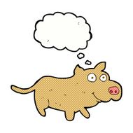 cartoon happy little dog with thought bubble N10