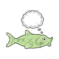 cartoon fish with thought bubble N86